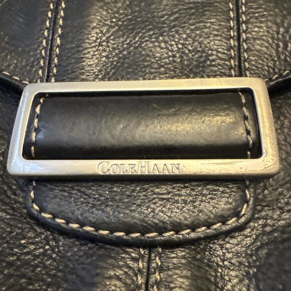 Cole Haan Hand Bag Purse Black Genuine Leather 13" long Magnetic Close - Picture 1 of 6